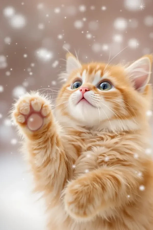 猫咪第一次见到雪的反应